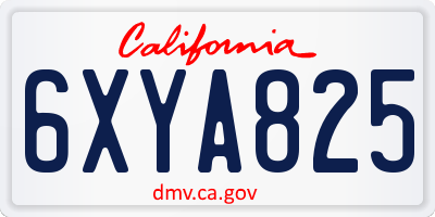 CA license plate 6XYA825