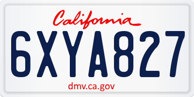 CA license plate 6XYA827