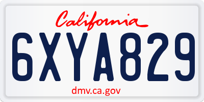 CA license plate 6XYA829