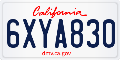 CA license plate 6XYA830