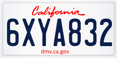 CA license plate 6XYA832