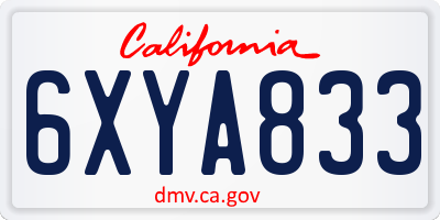 CA license plate 6XYA833