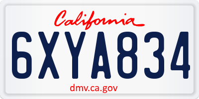 CA license plate 6XYA834