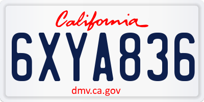 CA license plate 6XYA836