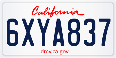 CA license plate 6XYA837