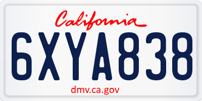 CA license plate 6XYA838