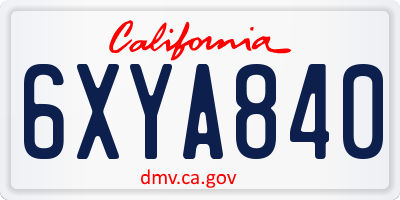 CA license plate 6XYA840