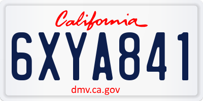 CA license plate 6XYA841