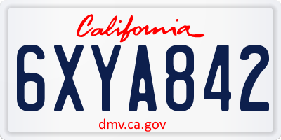 CA license plate 6XYA842