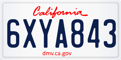 CA license plate 6XYA843