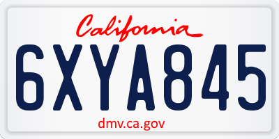CA license plate 6XYA845