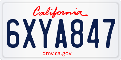 CA license plate 6XYA847