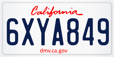 CA license plate 6XYA849