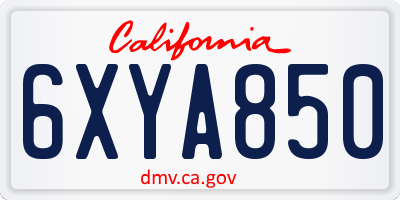 CA license plate 6XYA850