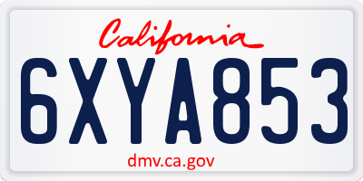 CA license plate 6XYA853