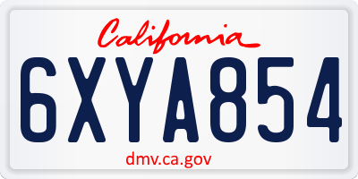 CA license plate 6XYA854