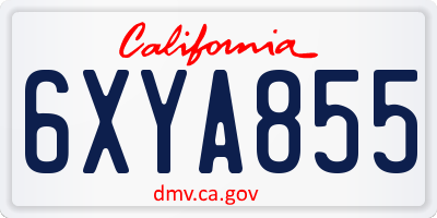 CA license plate 6XYA855