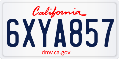 CA license plate 6XYA857