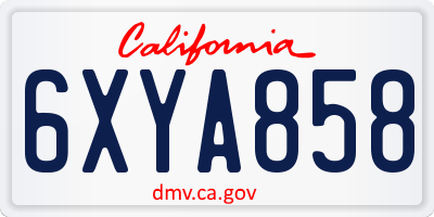 CA license plate 6XYA858