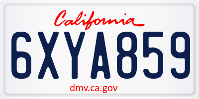 CA license plate 6XYA859