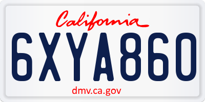 CA license plate 6XYA860