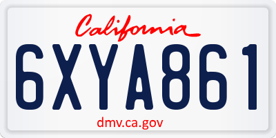 CA license plate 6XYA861