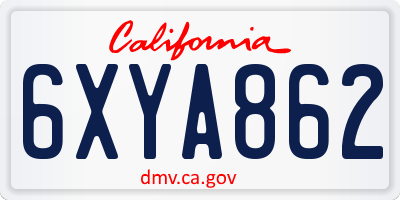 CA license plate 6XYA862