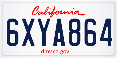 CA license plate 6XYA864