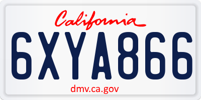 CA license plate 6XYA866