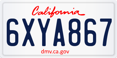 CA license plate 6XYA867