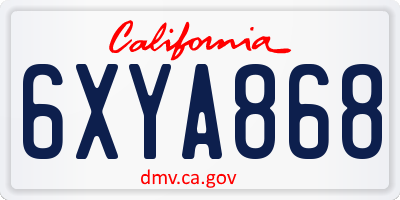 CA license plate 6XYA868
