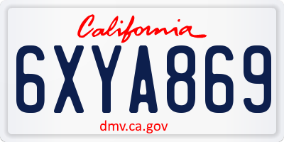 CA license plate 6XYA869