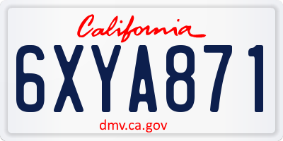 CA license plate 6XYA871