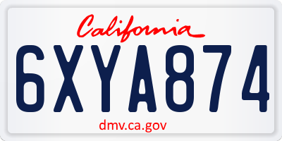 CA license plate 6XYA874