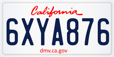 CA license plate 6XYA876