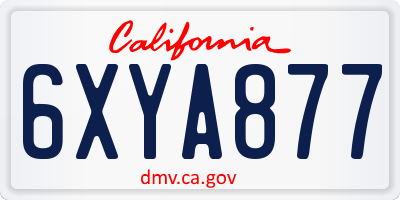 CA license plate 6XYA877
