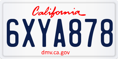 CA license plate 6XYA878