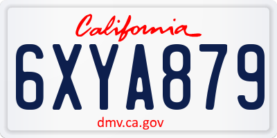 CA license plate 6XYA879