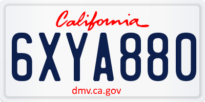 CA license plate 6XYA880