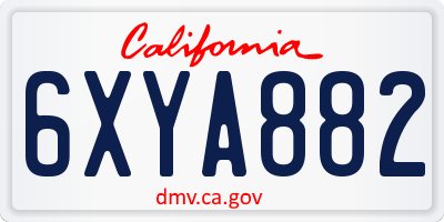 CA license plate 6XYA882