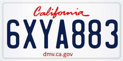 CA license plate 6XYA883