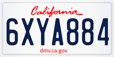 CA license plate 6XYA884