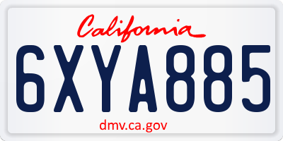 CA license plate 6XYA885