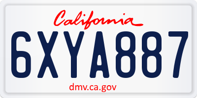 CA license plate 6XYA887