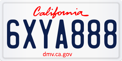 CA license plate 6XYA888