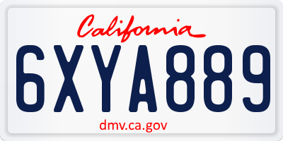 CA license plate 6XYA889