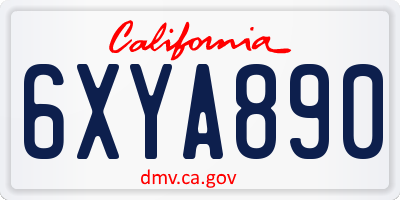 CA license plate 6XYA890