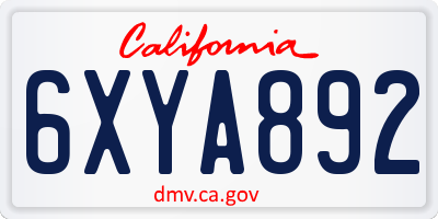 CA license plate 6XYA892