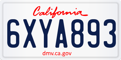 CA license plate 6XYA893