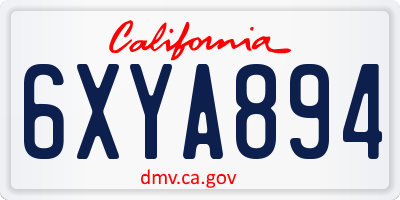 CA license plate 6XYA894